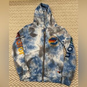 Aviator Nation kids zip up tye dye hoodie size 12